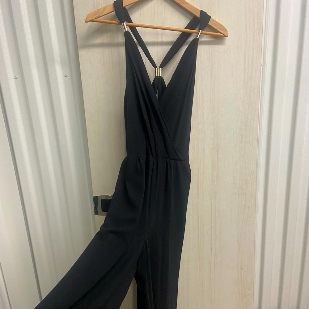 Rachel Roy black wide leg disco jumpsuit